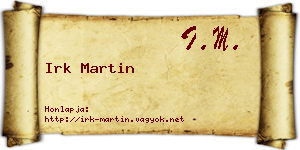 Irk Martin névjegykártya